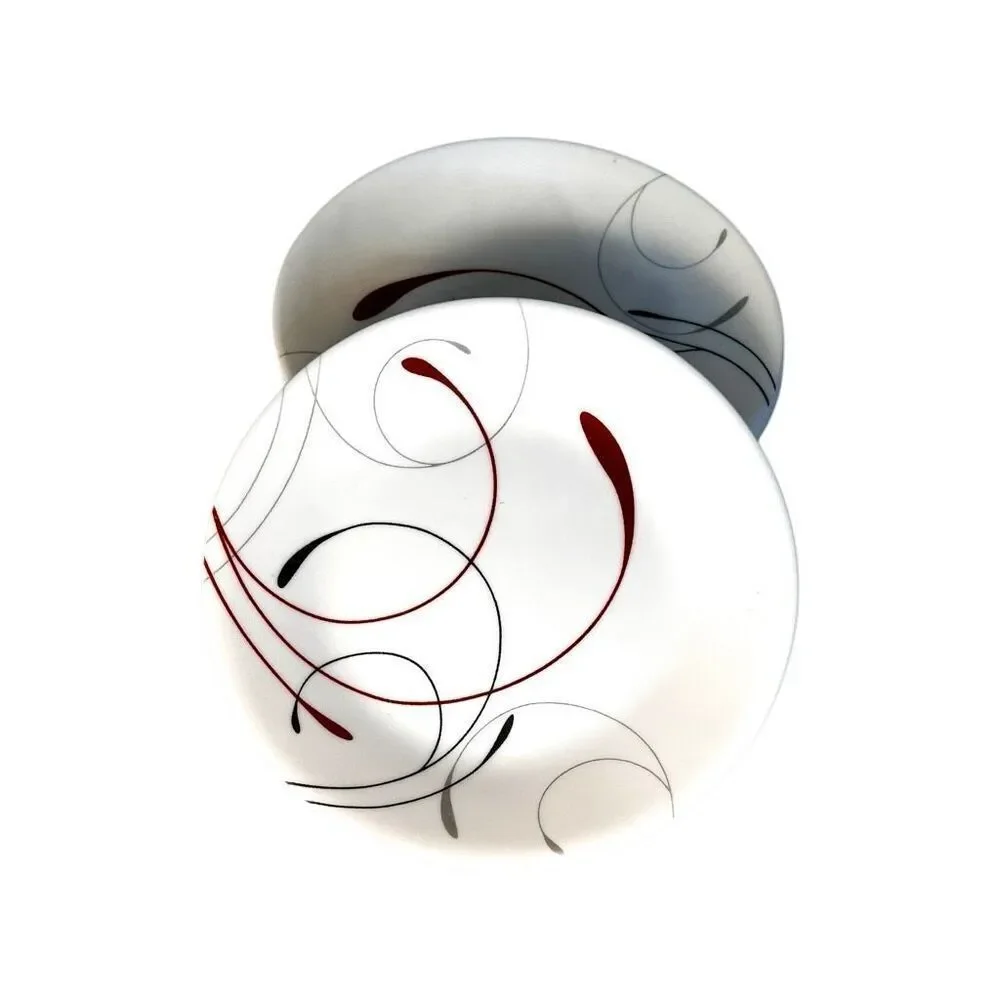 Set of 4 Corelle SPLENDOR Plates Red Gray Swirl Scrolls